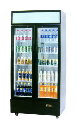 Beverage Double Door Upright Display Freezer With Canopy Ventilated Cooling